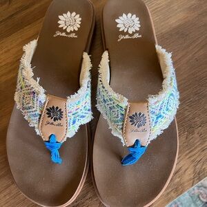 Yellow Box Woven Blue and Tan Sandals